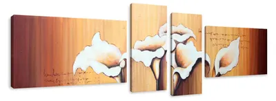 Produktbild von 6704 Calla Blüten Leinwandbild 4-teilig 145x30 cm