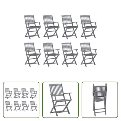 Produktbild von The Living Store Klappbare Gartenstühle 8 Stk. mit Kissen Massivholz Akazie