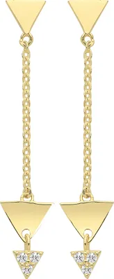 Produktbild von Wunderschöne 9 Karat (375) Gold Damen - Paar Ohrringe mit Zirkonia - 29mm*6mm; TRS26466