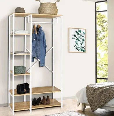 Produktbild von Industrieller Kleiderschrank in weiß mit Beinen, 90 cm hoch, hochwertig, langlebig, modern, stilvoll