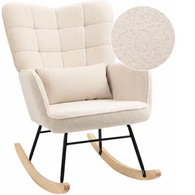 Produktbild von Zenzee Schaukelstuhl  Schwingsessel für Wohnimmer oder Babyzimmer Relaxsessel Akzentstuhl Mit Kissen Beige
