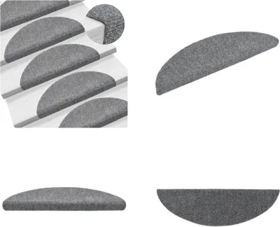 Produktbild von vidaXL 15 Stk. Selbstkl. Treppenmatten Nadelvlies 56x17x3cm Hellgrau - Treppenmatten - Stufenmatten - Treppenteppiche - Treppendekorationen