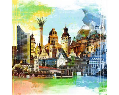 Produktbild von Glasbild Leipzig Wahrzeichen II 80x80 cm