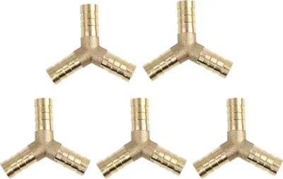 Produktbild von 5 Stück Schlauchverbinder 10mm Y Schlauchverbinder 3 Wege Verbindungsstück Schlauchtülle Messing für Luft Wasser Gas Öl