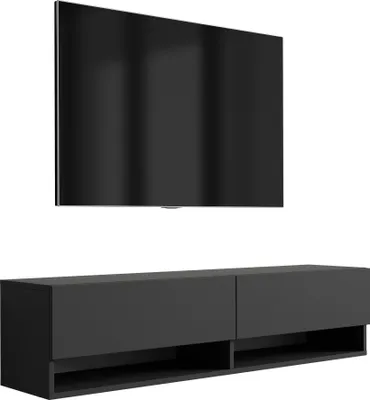 Produktbild von TV-Lowboard 140 cm Mattschwarz, 140 × 32 × 34 cm
