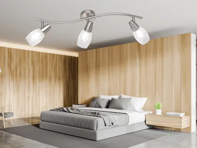 Produktbild von LED Wandlampe 3 flammig Lampenschirm Dekorglas satiniert Deckenstrahler dimmbar