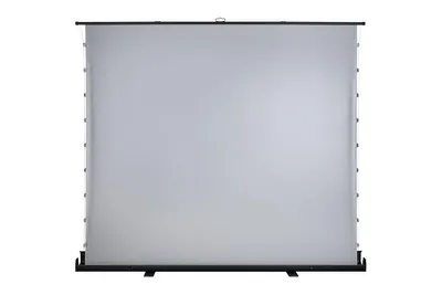 A projection screen is shown from the front, standing on its base.