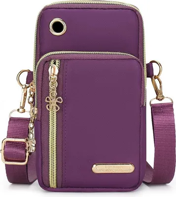 Obrázok produktu pre INF Nylonová crossbody taška na telefón, malá taška cez rameno pre ženy Fialová
