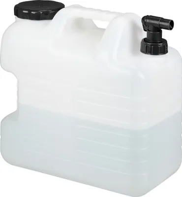 Produktbild von Relaxdays Kanister na wodę z kranikiem, 20 litrów, tworzywo sztuczne wolne od bpa, pokrywa z szeroką szyjką, uchwyt, kanister kempingowy, biały/czarny