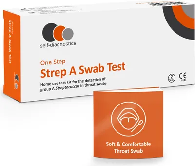 Immagine prodotto di Cassetta per test Strep A per uso domestico Tampone per gola 2 pz