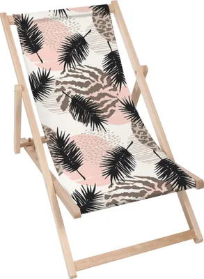 Produktbild von Dreamroots Liegestuhl klappbar Holz, bis zu 130 kg, Sonnenliege  mit 3-stufiger Neigungsregulierung der Rückenlehne, Animal and Tropical Geometric