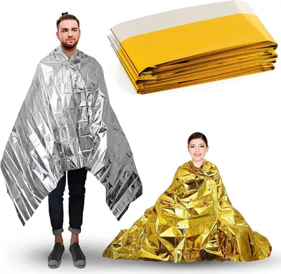 Produktbild von Outtec® Rettungsdecke Rettungsfolie Notfalldecke - 140 x 132 cm - Gold Silber NRC Folie Decke
