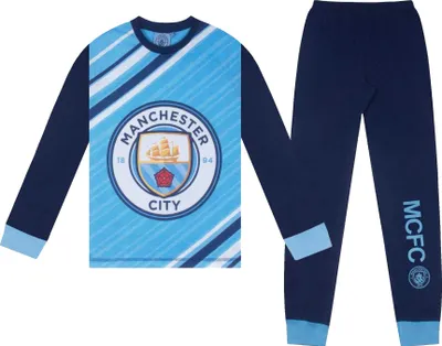 Image de Manchester City FC - Pyjama garçon manches longues avec pantalon long GF1003 (140) (Bleu ciel)