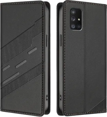 Produktbild von Hülle für Samsung Galaxy A71 5G, Kunstleder Brieftaschen Handyhülle mit Kartenfach und Standfunktion Schwarz