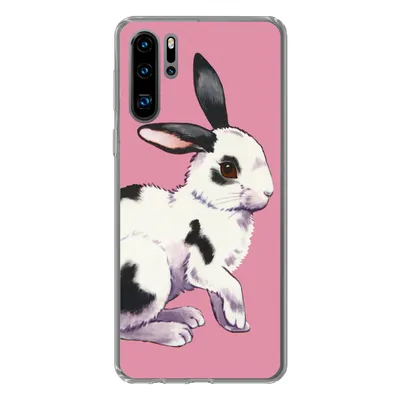 Produktbild von MuchoWow® Handyhülle Schutzhülle Hülle für Huawei P30 Pro Kaninchen mit rosa Hintergrund Silikon Softcase Handy Hülle - Schutzdeckel