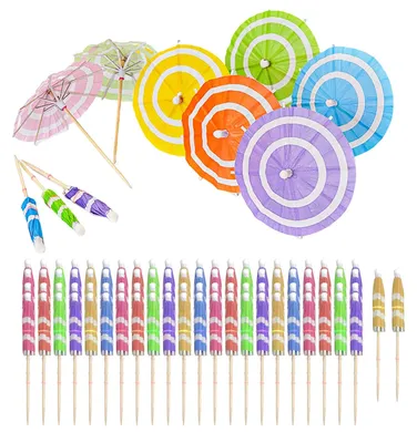 100 Cocktail-Papier-Paraplu's, Party-Deko, 10 cm, bunt