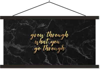 Produktbild von MuchoWow® Textilposter Zitate - Sprichwörter - Gold - Marmor 90x45 cm mit schwarzem Rahmen - Klemmleisten