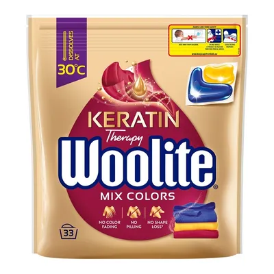 Zdjęcie produktu dla Woolite Żelowe kapsułki do prania z keratyną do kolorów 33 szt