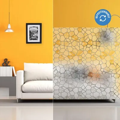 Produktbild von DIMEXACT - DIMEXACT dekoratives elektrostatisches Filmdesign mit gefrorenem geometrischem Muster, 1,20 m x 10 m, Roller -120 cm x 10 m - en Rouleau