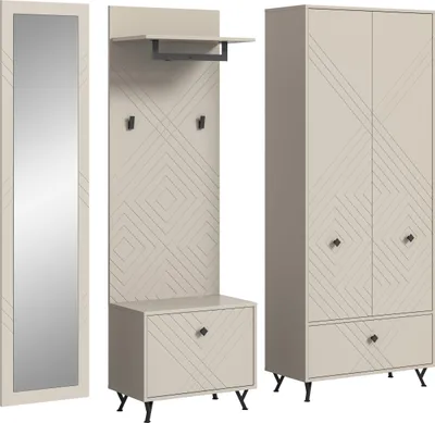 Produktbild von Garderoben-Set >Notes< in Sandbeige Matt - 215x190x35cm (BxHxT)