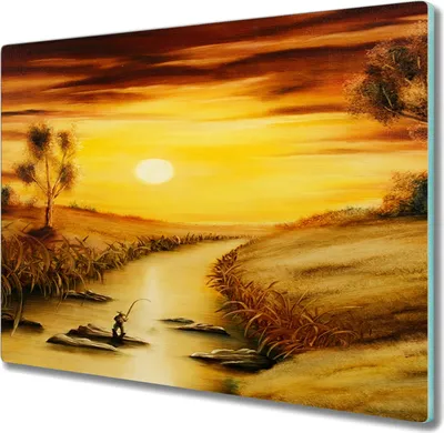 Produktbild von Coloray Küchenbrett Kochplattenabdeckung Hackbrett Schneidebrett Herdabdeckplatte 60x52 cm - Landschaft Baum Fluss
