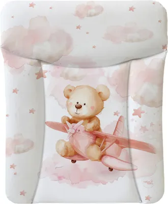 Produktbild von Ceba Baby® weiche Wickelauflage 50x70 cm  - Doppelseitige Baby Wickelunterlage - rosa Wickeltischauflage für Junge und Mädchen - Wasserdicht, abwaschbar -  -  EU - Teddys Traumflug
