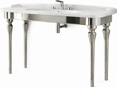 Produktbild von Casa Padrino Luxus Jugendstil Waschtisch Weiß / Silber - Badezimmer Möbel -  Italy