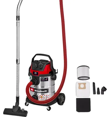 Zdjęcie produktu dla Odkurzacz do pracy na mokro i sucho – TE-VC 2580 SACL – 1100 W – zbiornik ze stali nierdzewnej o pojemności 25 l – filtr HEPA – klasa L