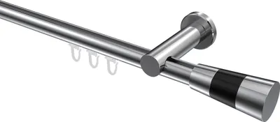 Produktbild von Interdeco Innenlaufstange / Gardinenstange mit Innenlauf Chrom, Typ Platon Tanara (Konus Bicolor), 20 mm Ø 1-läufig, 420 cm