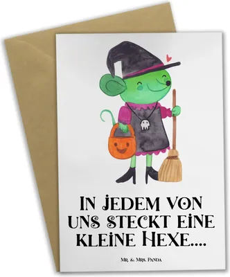 Produktbild von Mr. & Mrs. Panda valentinstagskarte Halloween Hexe - Weiß - Geschenk, dankeskarten, Geschenke, besondere Anlässe, osterkarte, Events, babykarte, handgefertigte Produkte