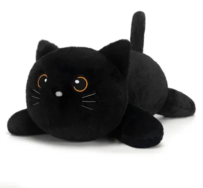 Immagine prodotto di Peluche a forma di gatto, imbottito, nero, 35 cm