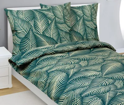Zdjęcie produktu dla Pościel bawełniana – zielona, żółta – 140 x 200, 70 x 90