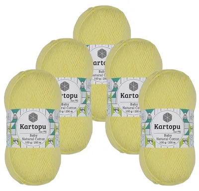0,5kg Kartopu Baby Natural Cotton Häkelgarn Strickgarn Acryl-Baumwolle zitronengelb