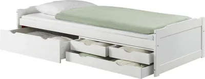 Produktbild von Bett mit Stauraum ANDREA Kiefer massiv weiss Bett 90x200 cm mit 4 Schubladen Gästebett