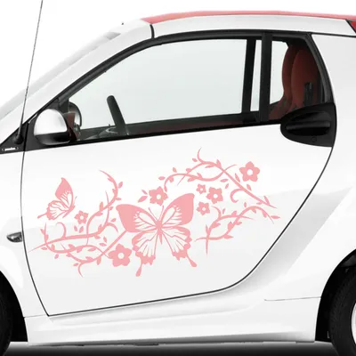 Produktbild von Aufkleber - 2 Stk. Autoaufkleber Butterfly Rankelement je 30cm x 13cm hellrosa - Tuning Carystyling Heckscheibe Auto