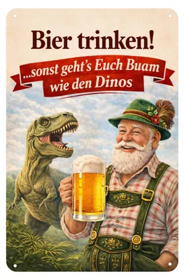 Produktbild von Blechschild 20x30cm Bier trinken sonst geht's Euch Baum Retro Spaß Deko Metallschild Lustiger Spruch Bar Deko AstraDesign