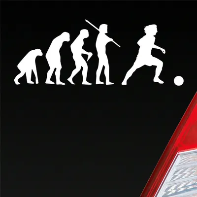 Produktbild von Auto Aufkleber Evolution Fußball Fussball Sport Soccer 15x6 cm Weiss Matt Sticker Heckscheibenaufkleber