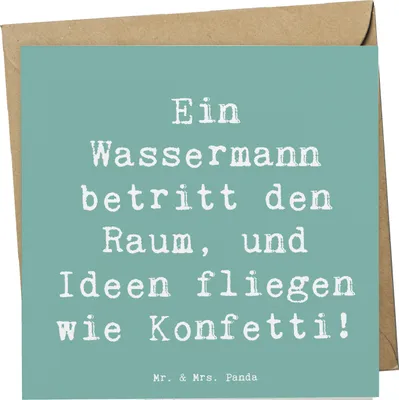 Produktbild von Mr. & Mrs. Panda Grußkarte Spruch Wassermann Ideenflug - Meeresbrise - Geschenk, Ideen, Energie, doppelkarte, faltkarte, Horoskop, Tierkreiszeichen, kreativer, Klappkarte