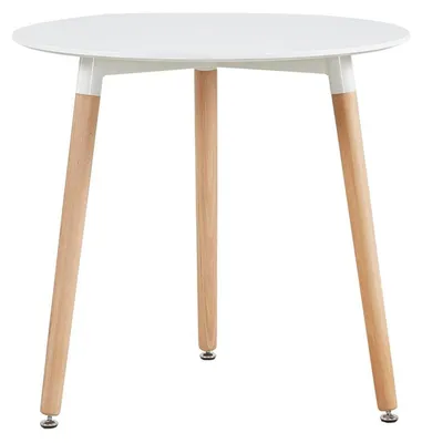 Produktbild von Esstisch rund MDF 80x80x72cm Weiß mit 3 Buchenholzbeinen
