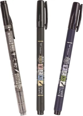 Productafbeelding van Tombow Fudenosuke Penseelpen - Set van 2 - Zachte en harde punt - Zwart (kalligrafieset)