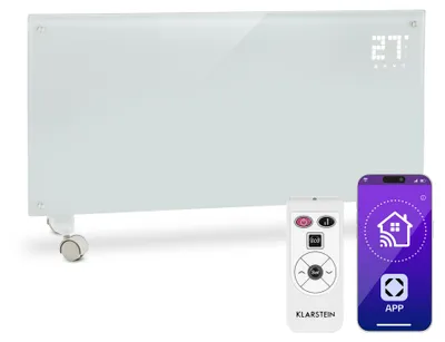 Zdjęcie produktu dla Klarstein Smart Grzejnik elektryczny, konwektor na kółkach, energooszczędny przenośny grzejnik elektryczny, smukły, cichy grzejnik elektryczny, wolnostojący grzejnik elektryczny z termostatem, 2000 W