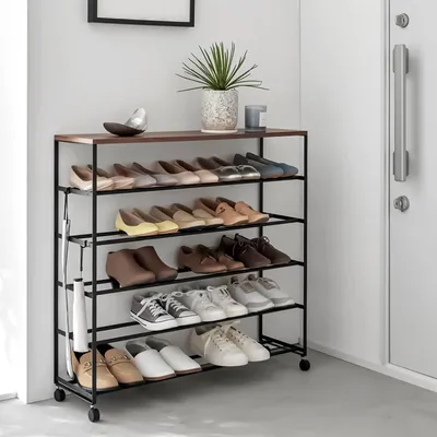 Produktbild von Yamazaki Schuhregal 91x87x26cm mit Rollen "Tower" für 20 Paar Schuhe schwarz