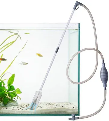 Productafbeelding van 3-in-1 aquariumreiniger met vacuümfunctie, verstelbare mulmzuiger voor aquarium, grindreiniger, waterwisselaar en zandwasset met handsifonslang en verlengbuis