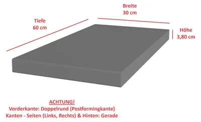 Produktbild von Arbeitsplatte 30 cm 38mm Anthrazit matt Küche Nessa Scandi Old Style Ava-AR Luna