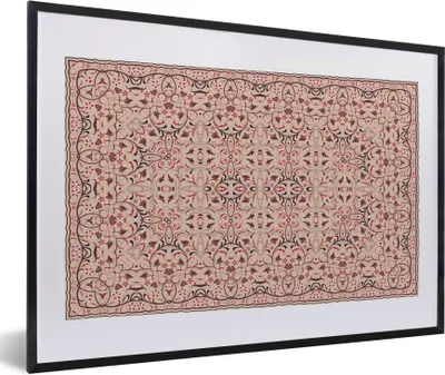 Produktbild von MuchoWow® Gerahmtes Poster Persischer Teppich - Teppiche - Rosa 60x40 cm - Poster mit Schwarzem Bilderrahmen Wandposter Rahmen Foto Bilder - Schlafzimmer - Plakat in Rahmen - Drucken