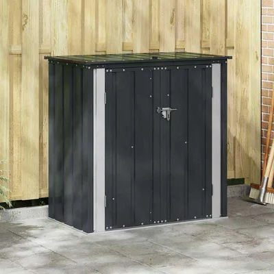 Immagine prodotto di Contenitore da esterno per il giardino – Ampio contenitore di stoccaggio in acciaio nero – 101,5 x 57 x 100,5 cm