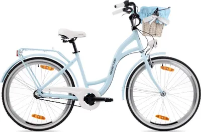 Produktbild von Goetze Style 26 Zoll City Bike, 43 cm ALU Rahmen, 3-Gang Shimano Nexus, Rücktrittbremse & V-Bremse, LED-Beleuchtung, Gepäckträger, Rattankorb mit Bezug