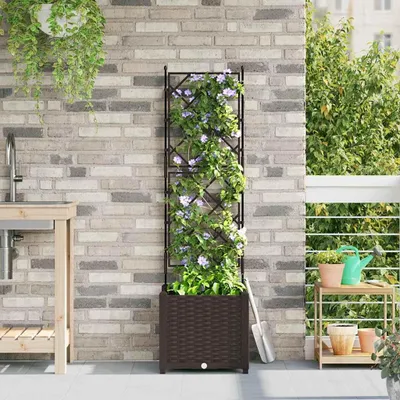 Obrázok produktu pre Maison Exclusive – Hnedý záhradný kvetináč, 40 x 40 x 143 cm, materiál: PP