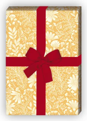 Produktbild von Zartes Blumen Geschenkpapier mit Wiesen Blüten zur Hochzeit, Taufe, gelb - G9939, 32 x 48cm