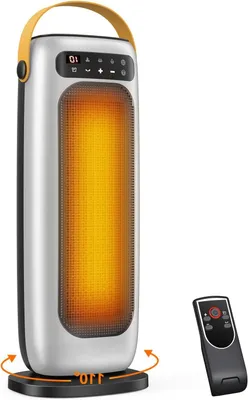 Zdjęcie produktu dla Ogrzewanie elektryczne - grzejnik ceramiczny - do ogrzewania pomieszczeń - z pilotem - 1500W - srebrny